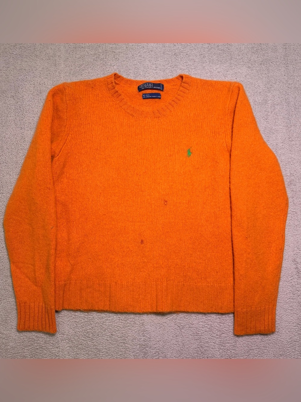 Vintage Polo Ralph Lauren Angora Wool Crewneck Sweater Men’s Small Orange